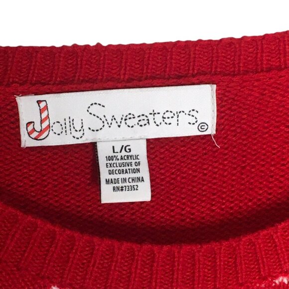 Christmas Sweater Chunky Knit Pullover Red Size Large 42-44 Ugly Holiday Party - Picture 3 of 11